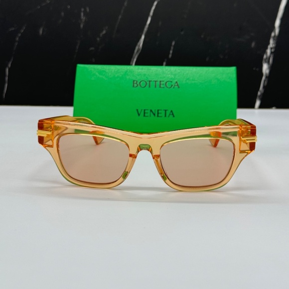 NEW BV1122S 007 BOTTEGA VENETA ORANGE BROWN CAT EYE WOMEN SUNGLASSES - Picture 1 of 10